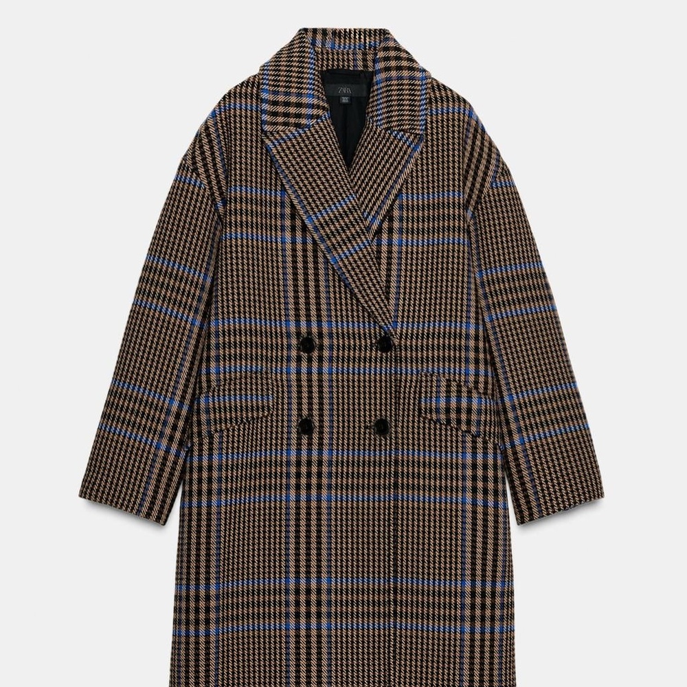 ZARA NEW WOMAN OVERSIZED PLAID COAT DOULBLE-BREASTED CHECK SIZE XS 8372/275/330